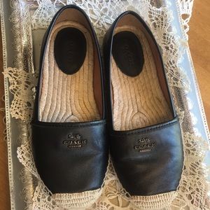 Black Leather Coach Espadrilles-6.5 Flats